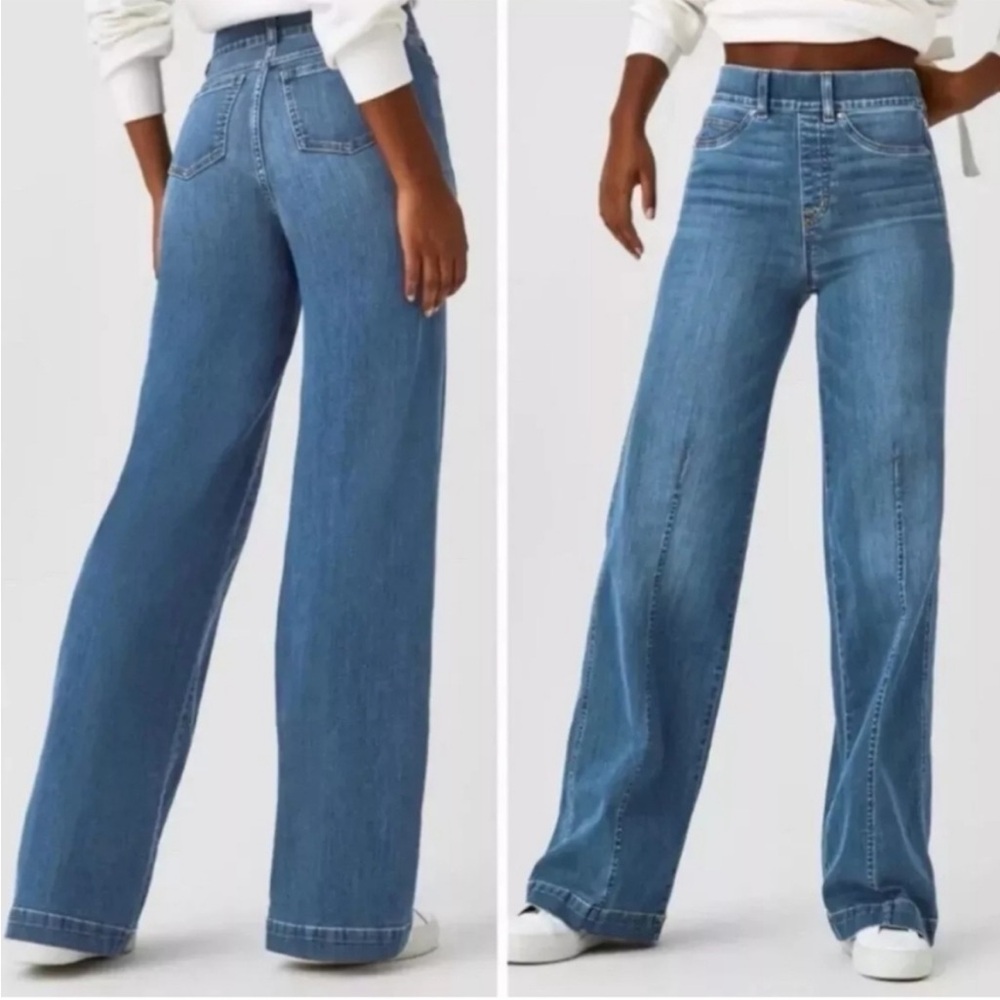 SPANX Blue Flare & Wide Leg Jeans - Picture 2 of 13